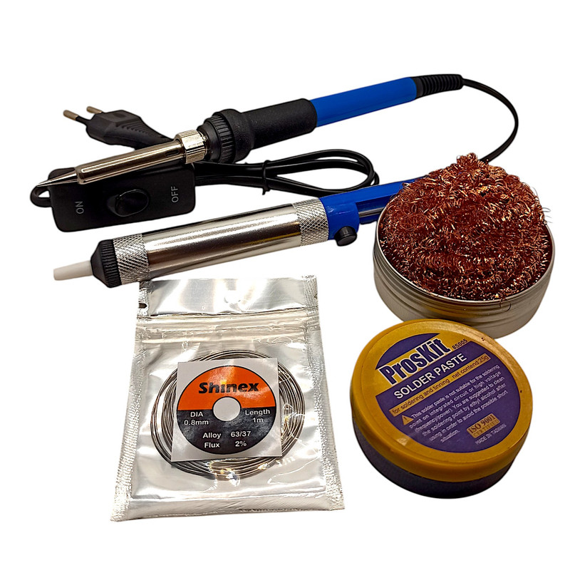 هویه 60 وات مدل ProM1 به همراه  سیم لحیم و قلع کش و روغن لحیم و تمیزکننده