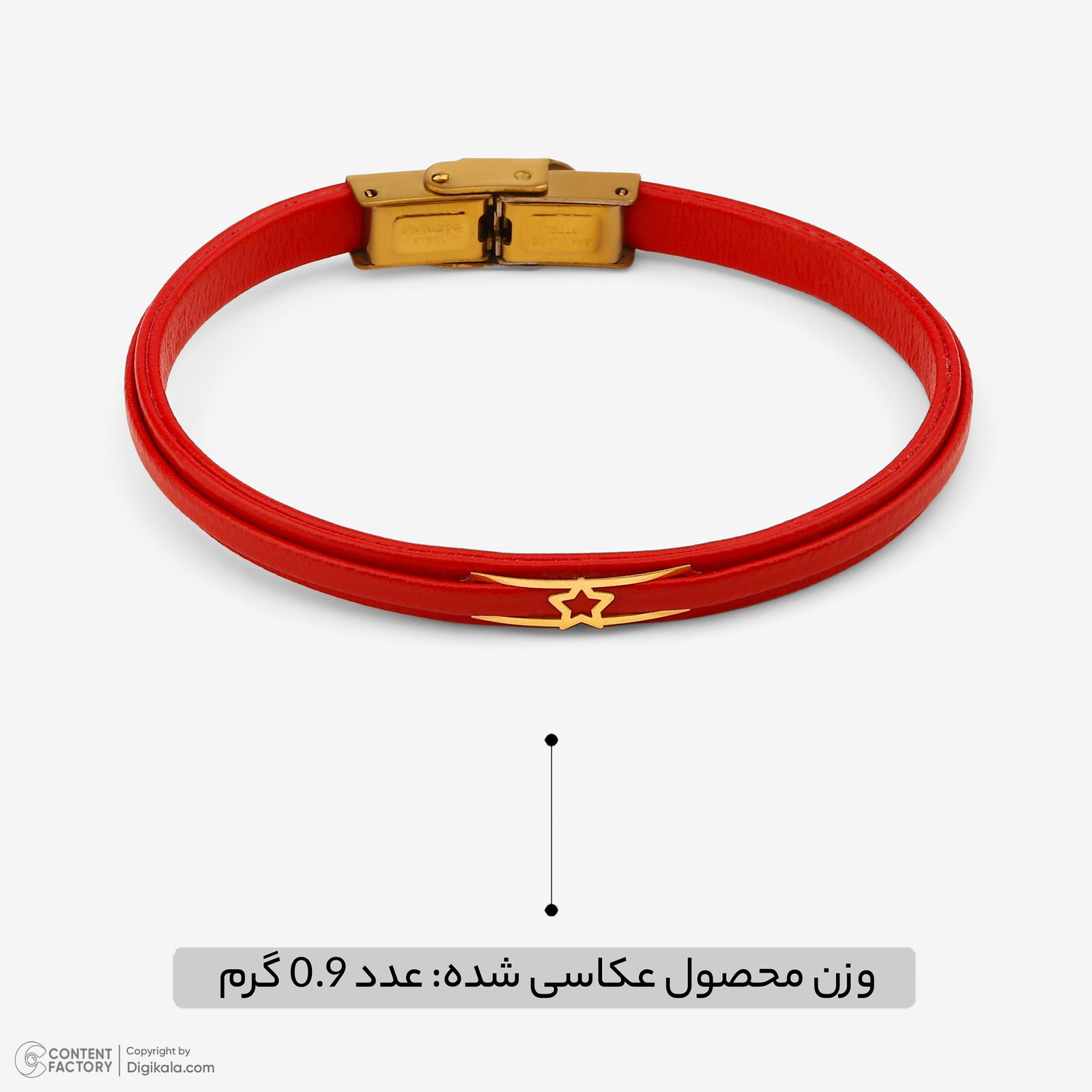 دستبند طلا 18 عیار زنانه با بند چرمی وی گالری مدل ستاره کد LBB1130 -  - 4