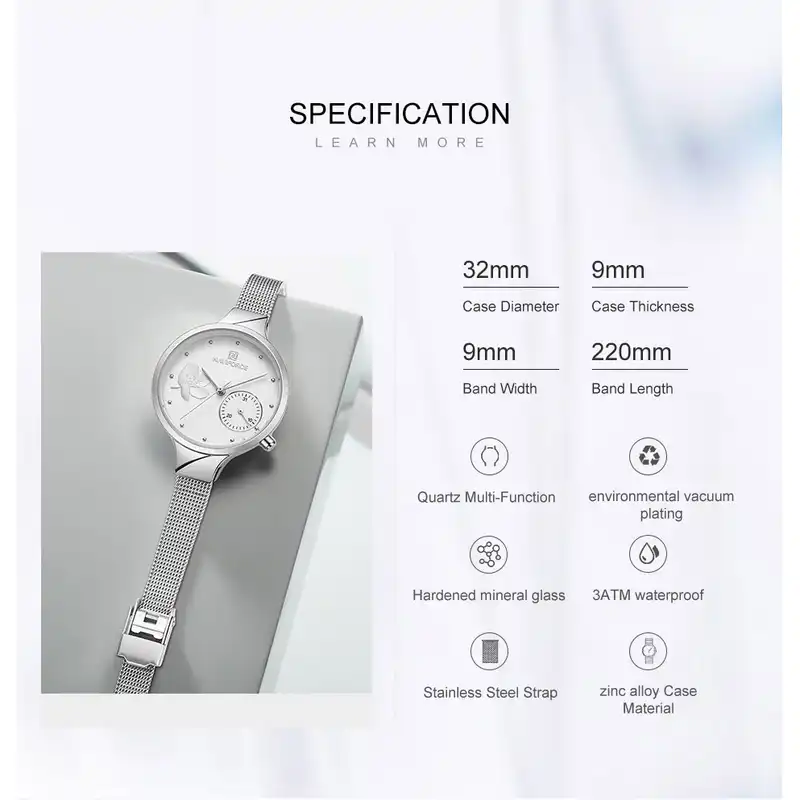 ساعت مچی عقربه ای زنانه نیوی فورس مدل 5001s کد 02