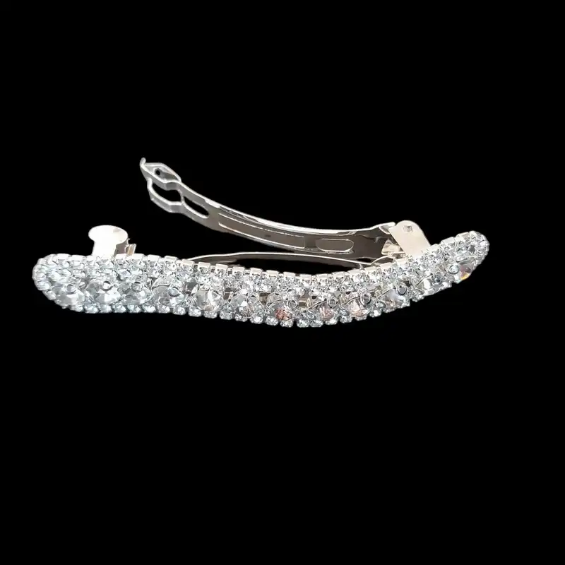 گیره مو زنانه مدل فرانسوی نگین دار طرح موج