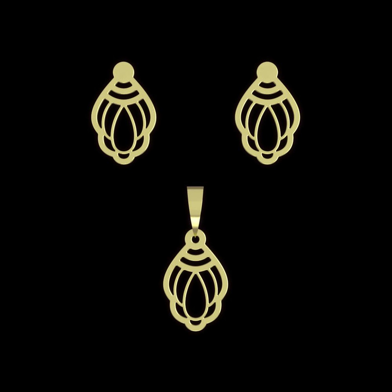 نیم ست طلا 18 عیار زنانه مدوپد مدل رهندسی کد NA11144