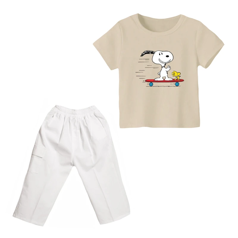 ست تی شرت و شلوارک پسرانه مدل اسنوپی کد ۲۳