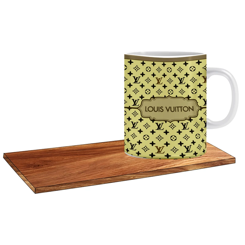 ماگ ال ایکس پی طرح LV YELLOW کد 228 به همراه زیر لیوانی