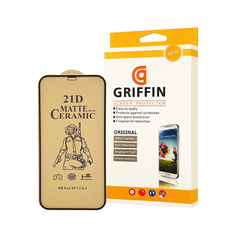 محافظ صفحه نمایش سرامیکی مات گریفین مدل FLCRM GN mo مناسب برای گوشی موبایل اپل iPhone 12