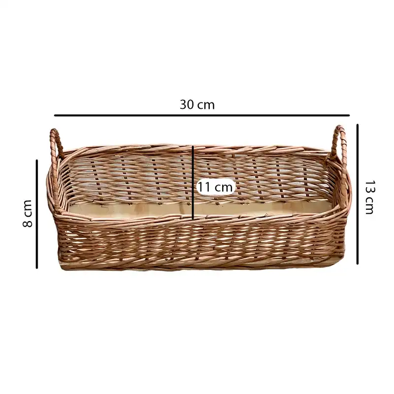 سبد حصیری مدل مروار طرح مستطیلی دسته دار