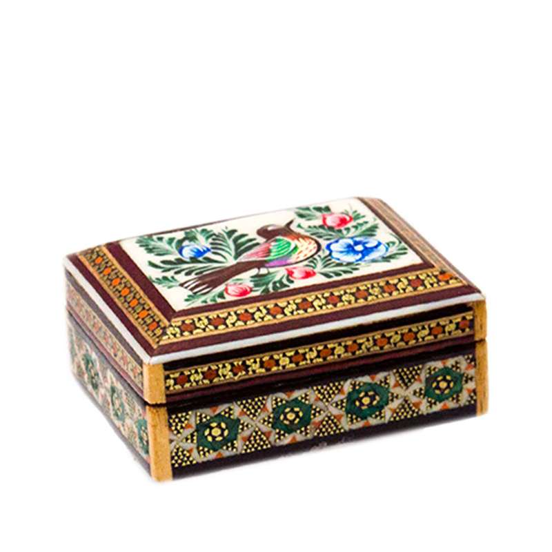 جا سکه ای خاتم کاری مدل گل و مرغ کد 83-16-101