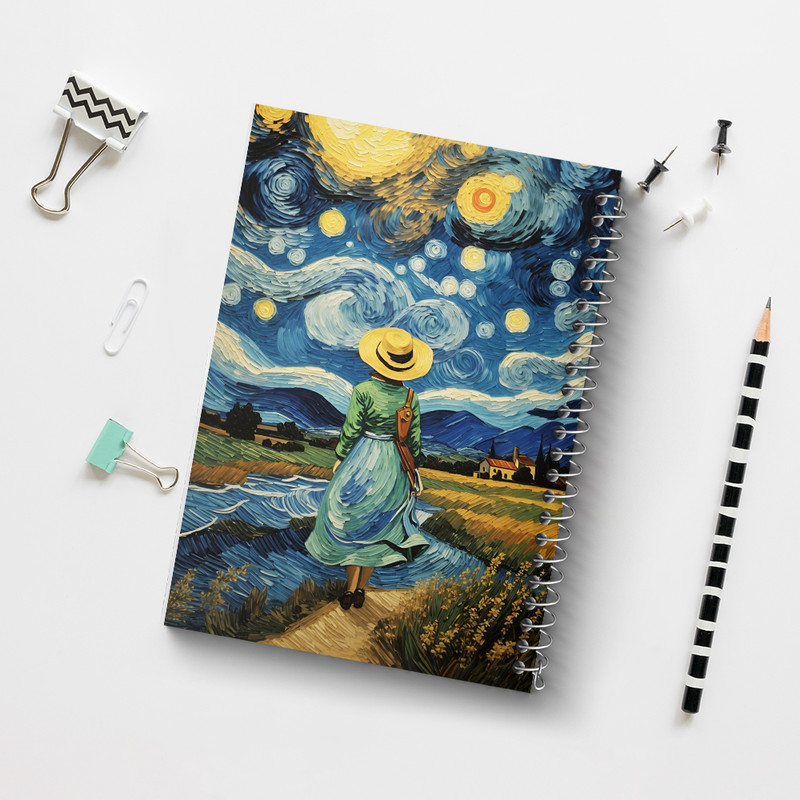 دفتر مشق 100 برگ خندالو طرح شب پر ستاره کد F5094