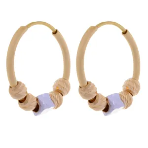 گوشواره طلا 18 عیار زنانه طلای مستجابی مدل حلقه ای گوی کد 14