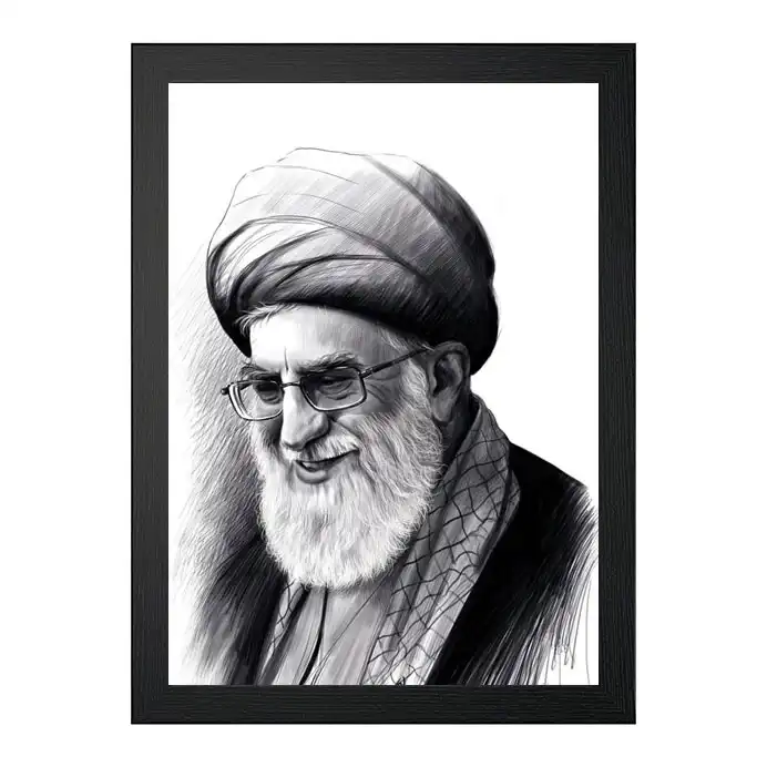تابلو نقاشی سیاه قلم طرح رهبر امام خامنه ای کد A13