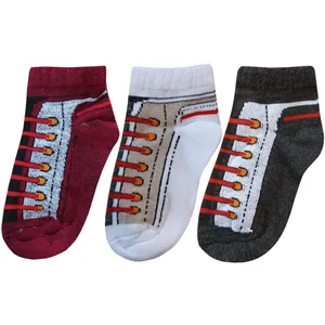 جوراب ساق کوتاه پسرانه مدل کتونی کد 5590 بسته 3 عددی