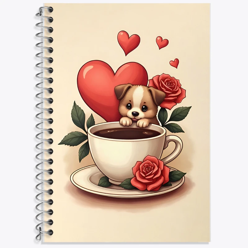 دفتر نت موسیقی 50 برگ خندالو طرح سگ و فنجان قهوه کد F6671