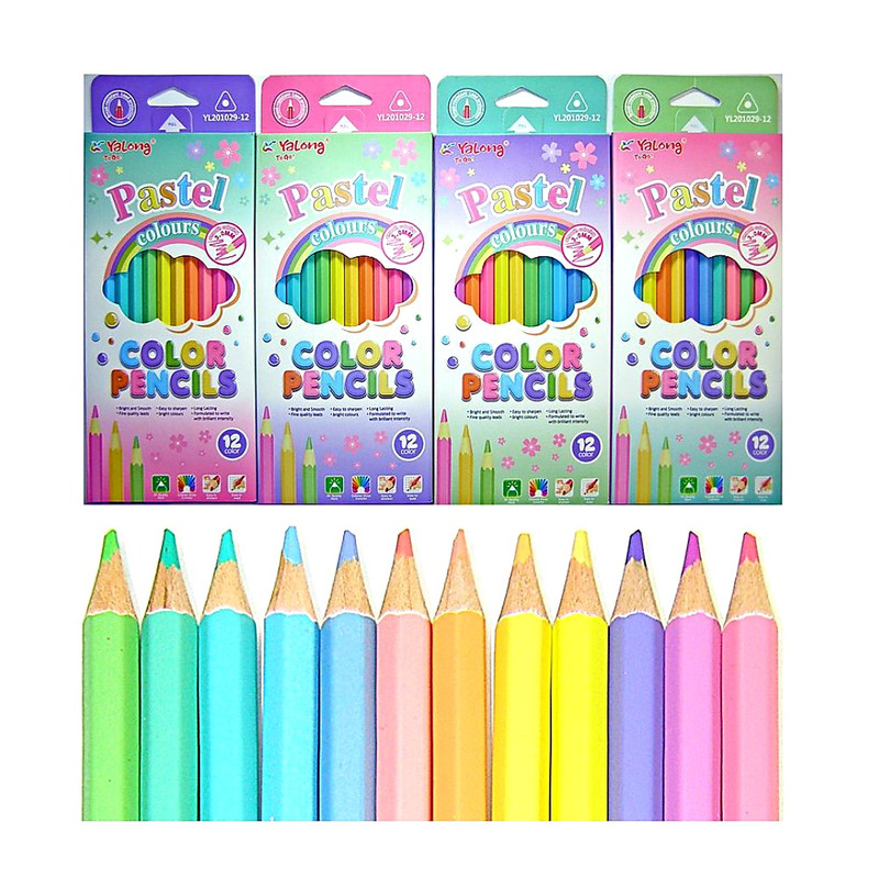 مداد رنگی 12 رنگ یالونگ مدل پاستیلی کد YL201029