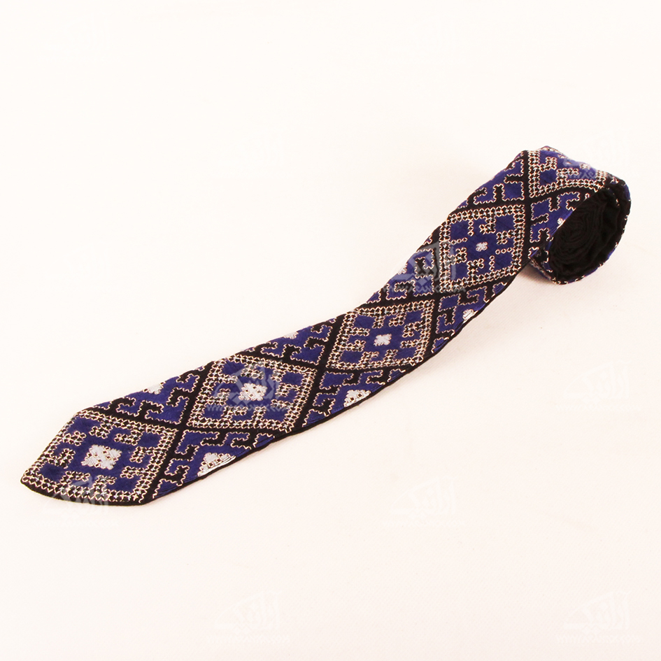 کراوات سوزن دوزی بلوچ‏  ‏‏آبی تیره‏ طرح ‏هندسی‏ مدل 1206900002