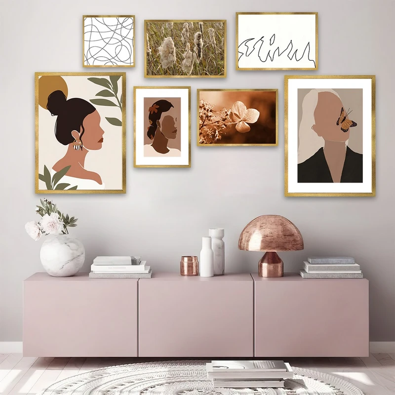 تابلو بکلیت طرح نقاشی مدرن مدل شاین اکلیلی T-869 مجموعه 7 عددی