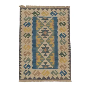 گلیم دستبافت یک و نیم متری مدل قشقایی کد 4040773 زمینه رنگارنگ