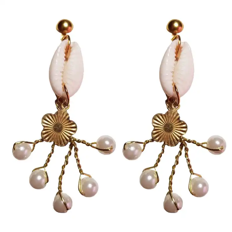 گوشواره زنانه ماه فام مدل صدف و مرجان