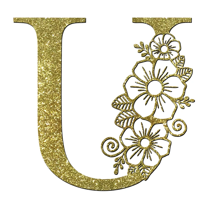 استیکر مدل چوبی طرح حروف لاتین گل دار کد HGOL-T-U