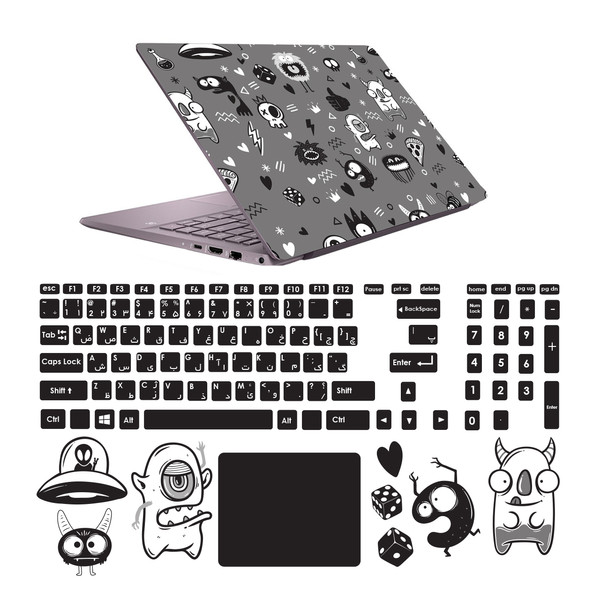 استیکر لپ تاپ صالسو آرت مدل 5097 hk به همراه برچسب حروف فارسی کیبورد