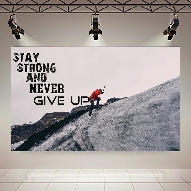 تابلو بوم طرح مخمل مدل انگیزشی NEVER GIVE UP کد PD1743