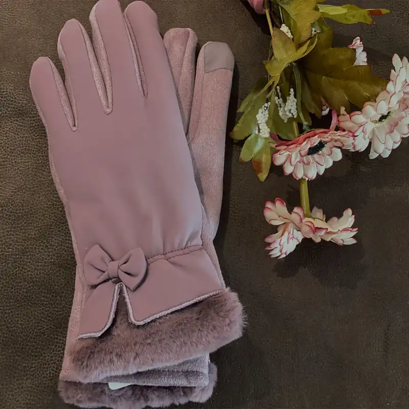 دستکش زنانه مدل پاپیون کد 00519 رنگ یاسی