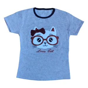 تی شرت آستین کوتاه دخترانه مدل گربه کد 1