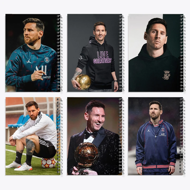 دفتر مشق 100 برگ خندالو طرح لیونل مسی کد 338 مجموعه 6 عددی