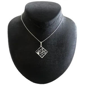 گردنبند نقره زنانه مدل مربع اوریگامی کد A-54
