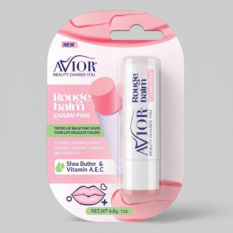 بالم لب اویور مدل Charm Pink با رنگ صورتی ملایم، فاقد پارابن، حاوی ویتامین A، E و C، مرطوب‌کننده و محافظ لب