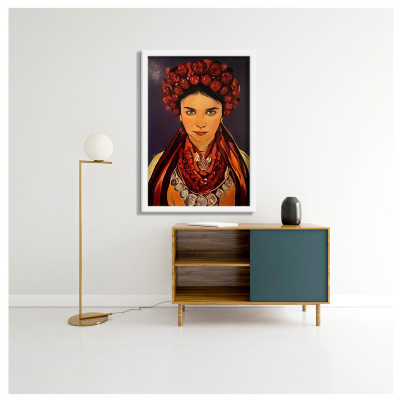 تابلوی نقاشی رنگ و روغن مدل زن تاج دار