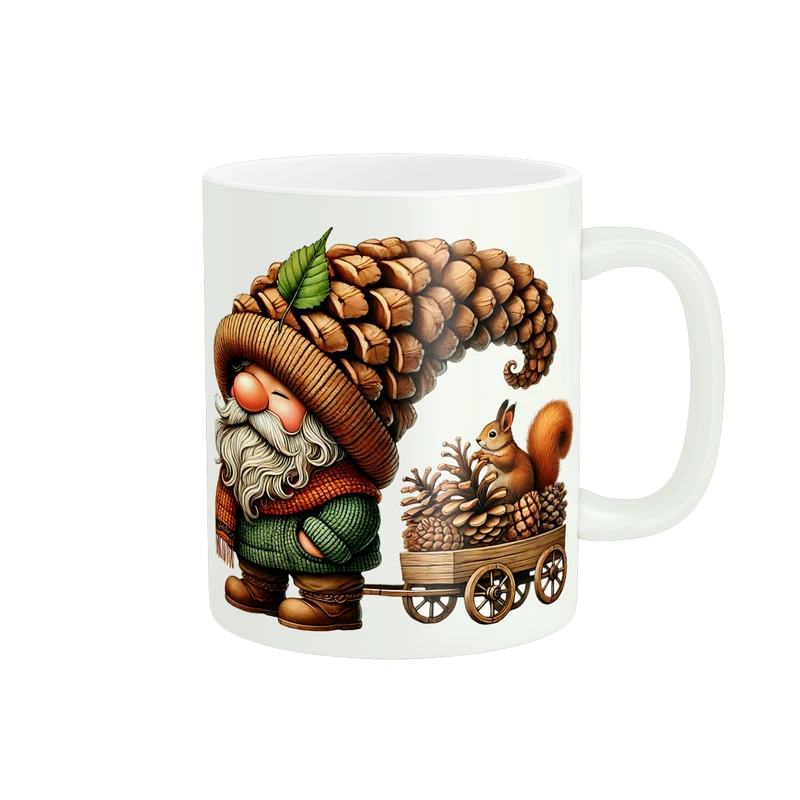 ماگ پادآفرین مدل پاییز طرح عروسکی کاج و سنجاب کد PM652