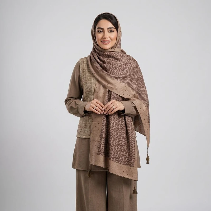 شال زنانه مدل موهر شکوفه ای خالخالی پاییزی