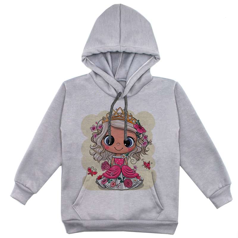 هودی دخترانه مدل دختر F60 رنگ طوسی