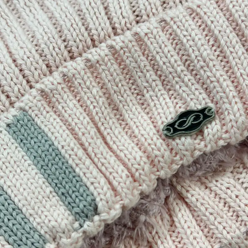 ست کلاه و شال گردن بافتنی نوزادی مدل 72006 رنگ صورتی