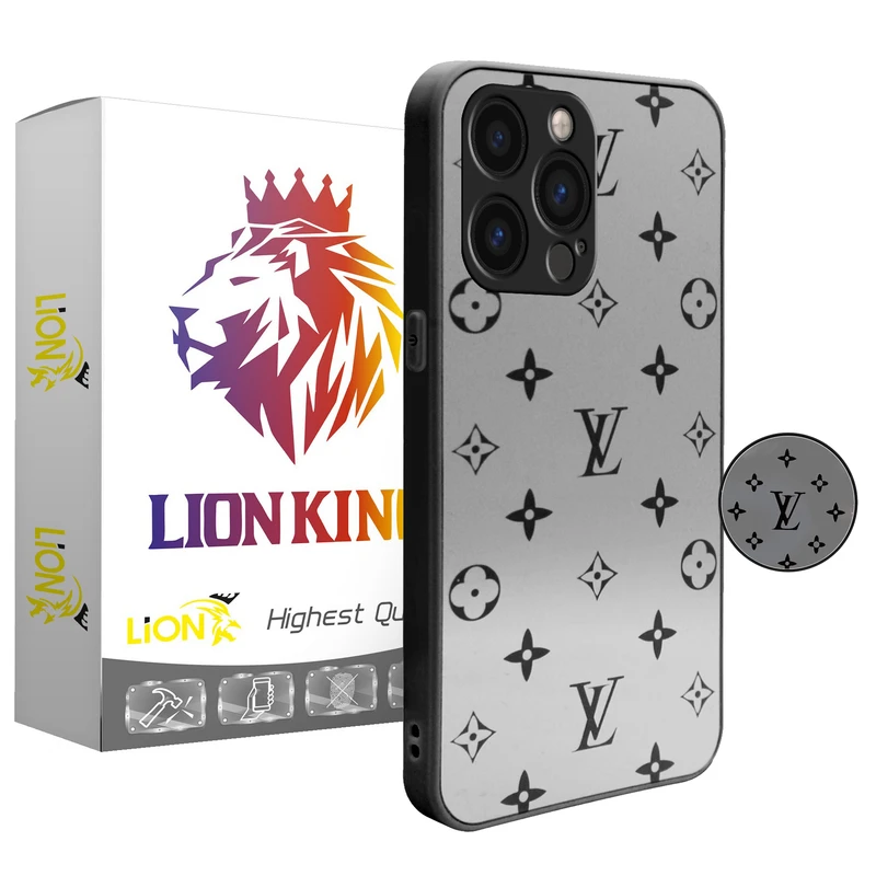 کاور لاین کینگ مدل Ayeneh LV meshki مناسب برای گوشی موبایل اپل IPhone 13 pro به همراه پایه نگهدارنده
