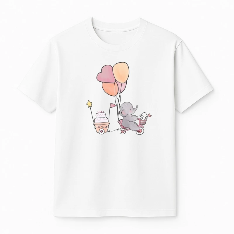 تی‌شرت آستین کوتاه دخترانه مدل فیل و بادکنک کد v8 
