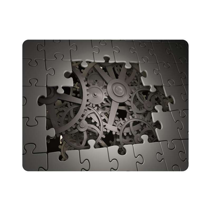 ماوس پد اطلس آبی طرح چرخ دنده و پازل  مدل T6856