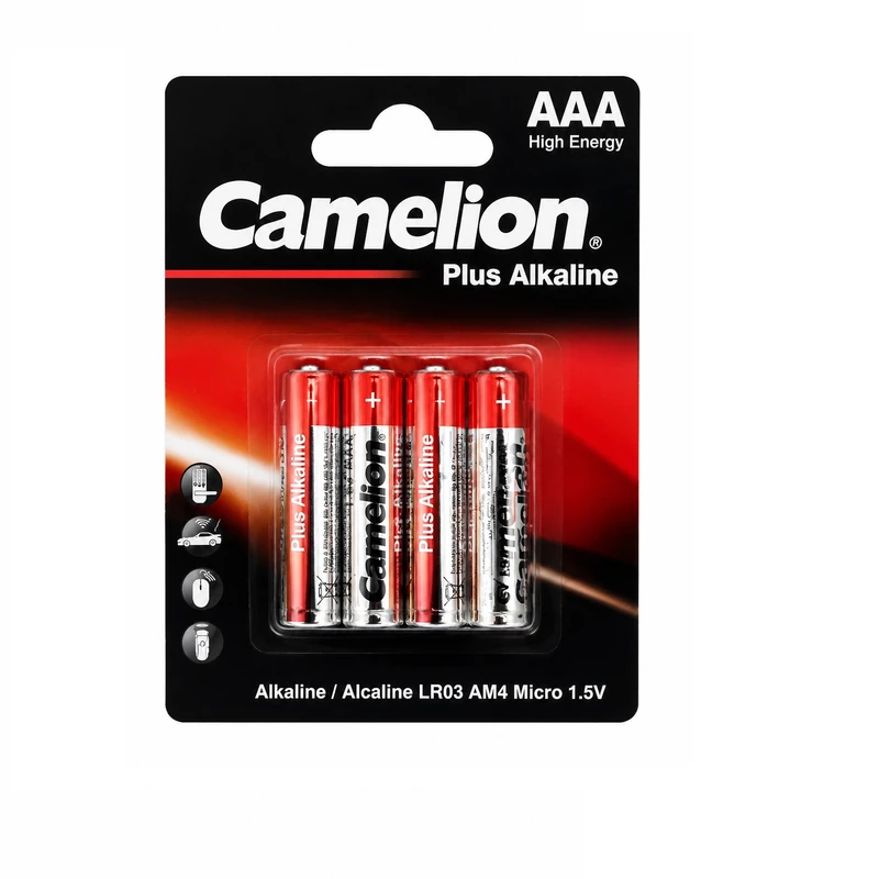 باتری نیم قلمی کملیون مدل Plus Alkaline AAA بسته ۴ عددی