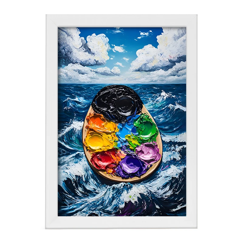 تابلو خندالو مدل پالت نقاشی و دریا کد F12742