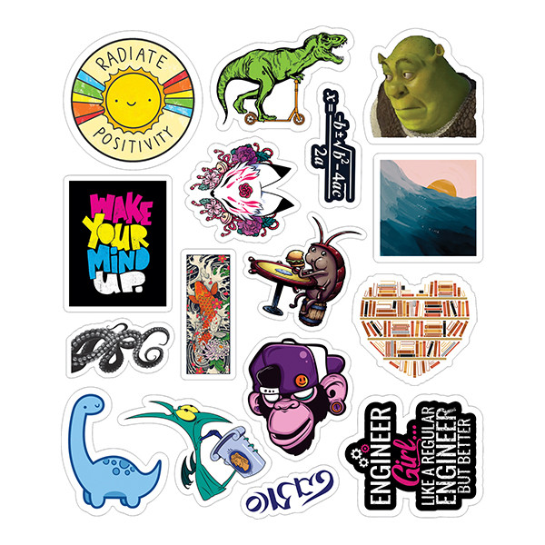 استیکر لپ تاپ توییجین و موییجین طرح فانتزی کد 29 مجموعه 16 عددی