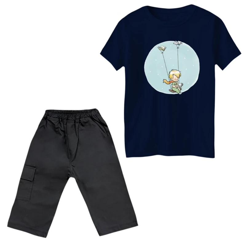ست تی‌شرت و شلوارک پسرانه مدل شازده کوچولو و تاب