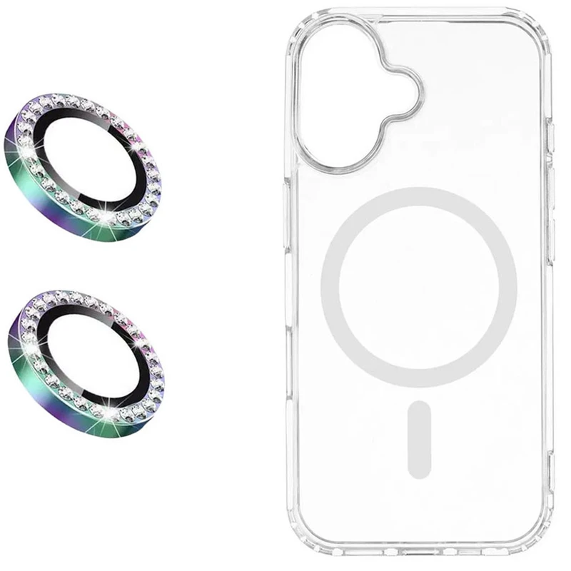 کاور مسیر مدل Clear MG-safe Diamond Lens مناسب برای گوشی موبایل اپل iPhone 16 به همراه محافظ لنز