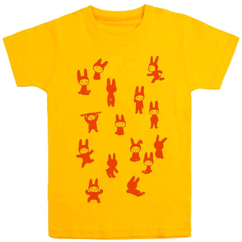 تی شرت آستین کوتاه دخترانه مدل خرگوشی ها D88 رنگ زرد
