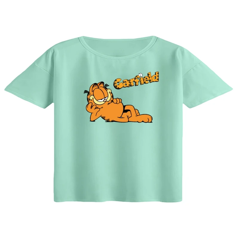 کراپ تی‌شرت آستین کوتاه زنانه مدل گارفیلد کد ۲