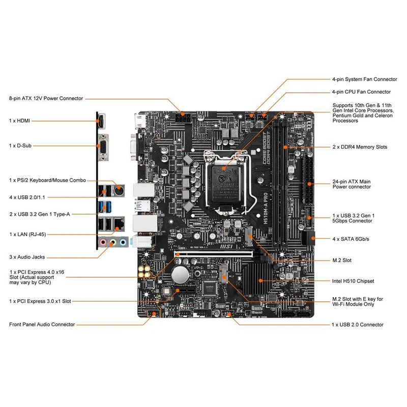 مادربرد ام اس آی مدل H510M-A PRO عکس شماره 7