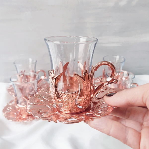 عکس شماره 2 : ست استکان و نعلبکی مسی مدل پیوتر کد zh291.8