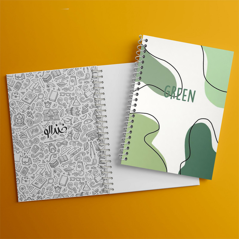 دفتر زبان 50 برگ خندالو مدل سه خط طرح مینیمال سبز کد N2755