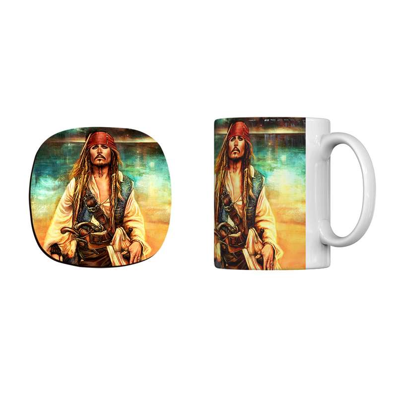 ماگ ترمه طراحان ایده مدل jack sparrow کد cfp1219 به همراه زیرلیوانی