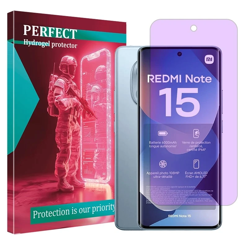 محافظ صفحه نمایش آنتی پرپل پرفکت مدل هیدروژلی مناسب برای گوشی موبایل شیائومی Redmi Note 15 4G