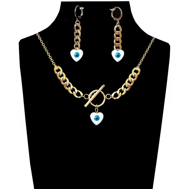 نیم ست زنانه مدل استیل چشم نظر قلبی کد CART_BG_009_1