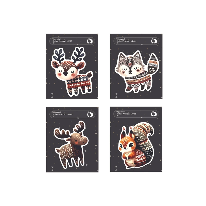 برچسب لپ تاپ هیپو آرت مدل حیوانات بافتنی 03 بسته 4 عددی